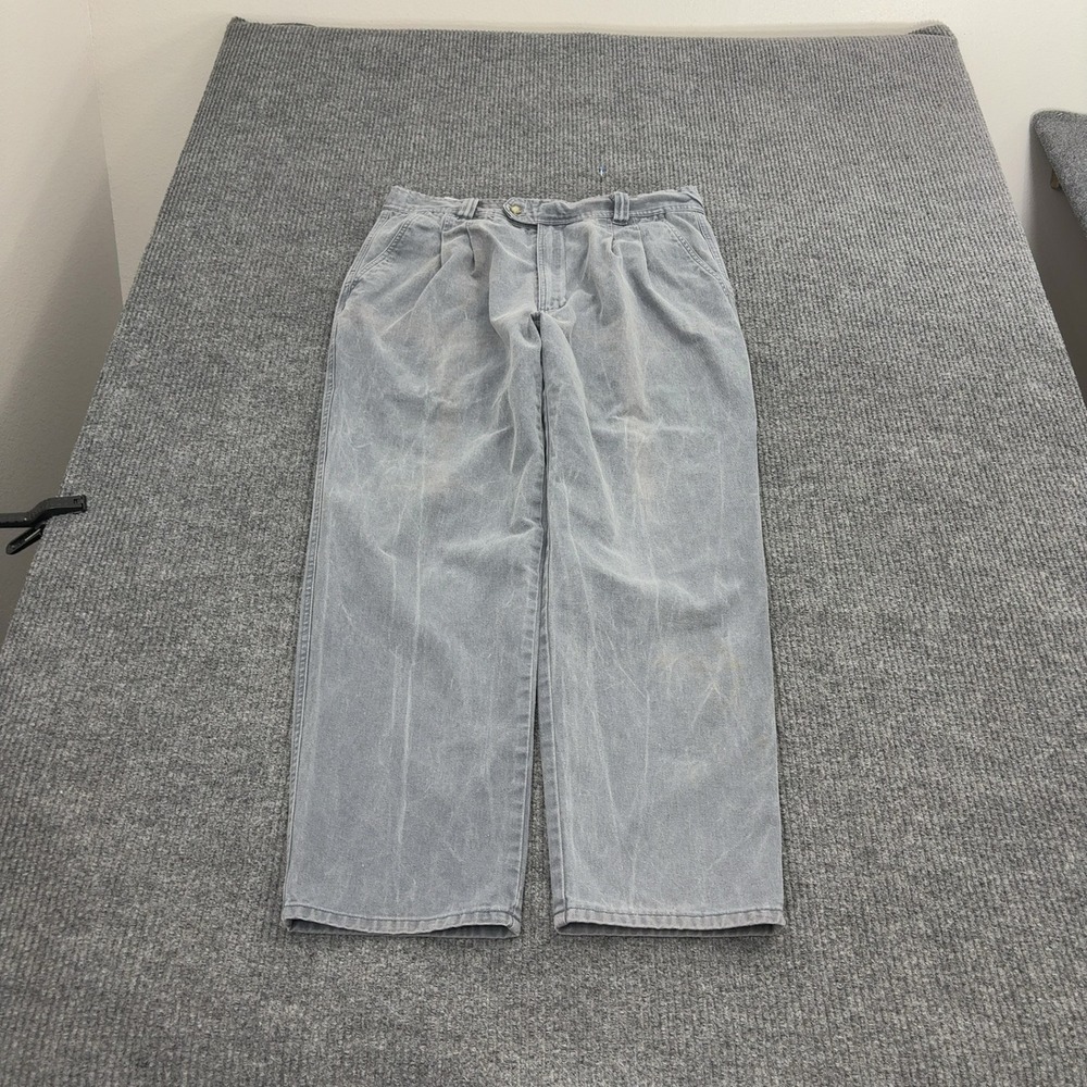 Vintage Bugle Boy Pants Mens 36 Grey Cotton Pleated Chino Casual‎ 90s Streetwear